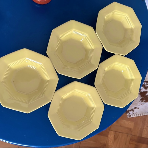 Vintage Independence Ironstone Octagonal Yellow Fruit Bowl Set - Picture 5 of 5